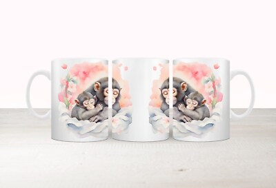 Monkey Mother Ceramic Mug, 8 Design Choices, 2 Size Choices