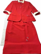 John Meyer of Norwich RED Dragonfly Blazer Skirt SET Business Suit Women s Sz 12