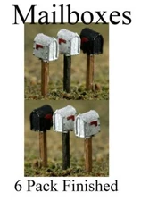 MAILBOXES.....MAILBOXES....Roadside S scale Detailing, 6 Pack comes Finished