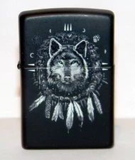 Zippo Matte Black Wolf/ Dream Catcher Lighter - RARE - New - Never Used