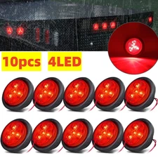 10x 4 LED Round Side Marker Light LED Trailer Lights Clearance Marker Lights Red