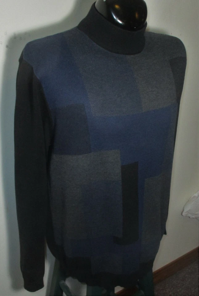 Suéter CRAZY HORSE Azul, Verde Negro Cuello Simulado Talla L Foto 3 de 4