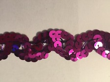 BurgandyScalloped Sequin Trim 1" Wide Non Stretch Metallic Embellishment Costume