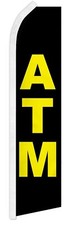2 Pack ATM Black Yellow Advertising 2.5'x11.5' Knit Poly Swooper Super Flag