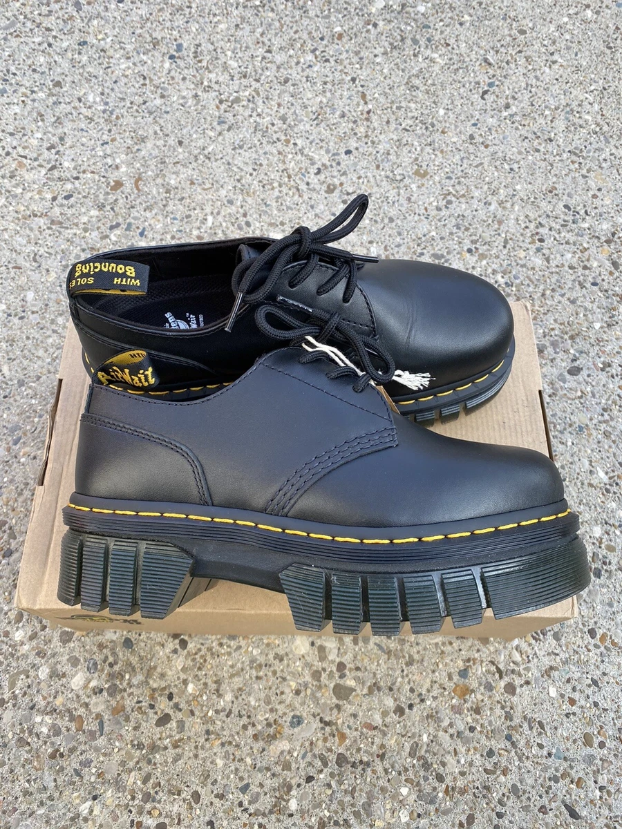 Dr Martens Audrick 3-Eye Platform Shoes Women's US 8 / EU 39 Black Nappa Lux