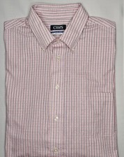 Mens Chaps Wrinkle Free Long Sleeve Plaid Button Up Shirt Size 17 1/2 32-33