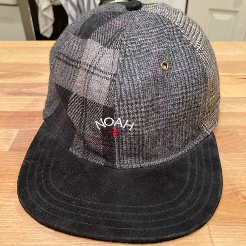 USA grey wool plaid cap leather brim | eBay