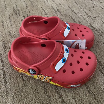 CRICS Kids Lightning Mcqueen Clogs Cars Shoes Crocband Size C12 Light Up NEW