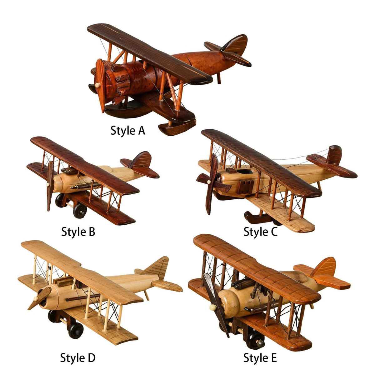 Handcraft Aircraft Model Vintage Airplane Decor Collectible Plane Wooden Biplane