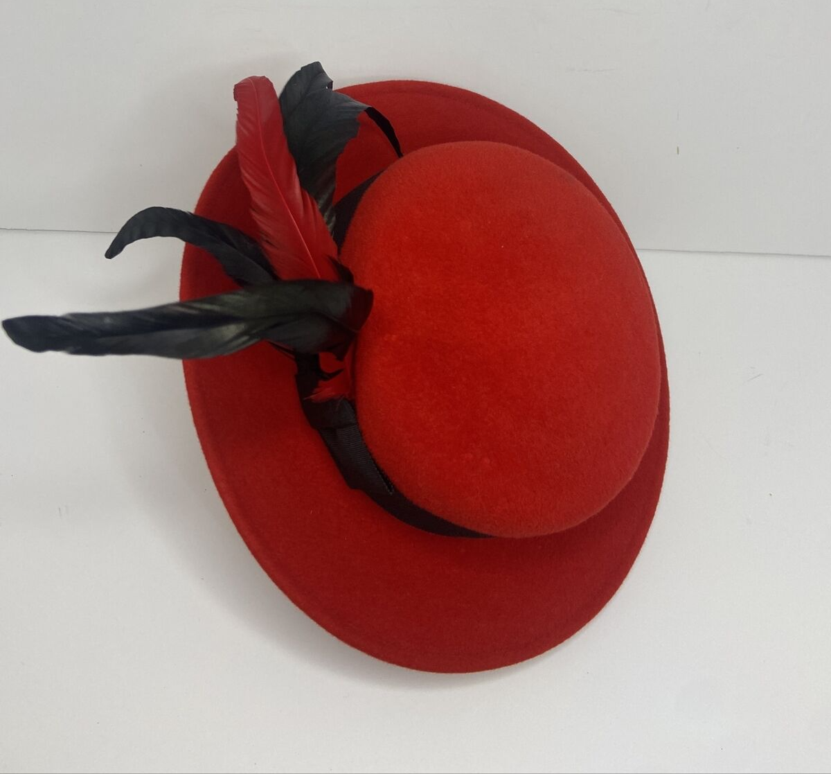 Vintage Frank Olive Private Collection Tally Ho Red Genuine Velour Feathered Hat Frank Olive Vintage Hat - Etsy main image 3