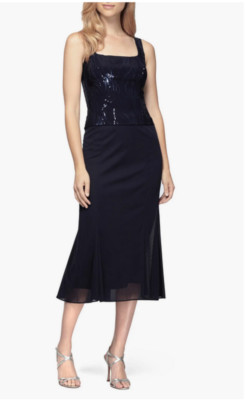 Alex Evenings Sequined A-Line Midi Dress Size 12 # 14A 2208 NEW
