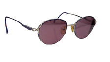Vintage Royce Int'l JP-601 Purple Silver Oval Half Rim Sunglasses FRAMES ONLY