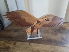 Carved Marquetry Wood Eagle Wall Art 