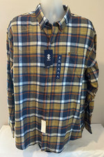 Izod Stratton Flannel L/S Button Front Shirt Dull Gold Plaid Size 2XL,XXL