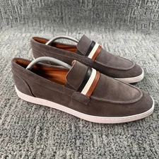 Allen Edmonds Loafer Men 9.5D Grey Suede Striped Yacht Boat Casual Slip On Shoes