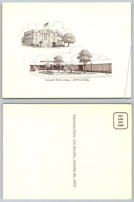 Roseville Public Library 50th Anniversary Sketch Postcard Wisconsin
