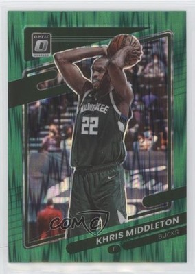 2021-22 Panini Donruss Optic Green Shock Prizm Khris Middleton #143 0l1u