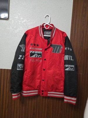Brooklyn Cloth Racing Team Bomber Jacket - Red/Black Varsity Pit Crew Style
