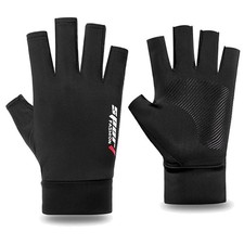 Fingerless Sun Gloves for Men UV Protection, Black Anti-Slip Half Finger Driv...