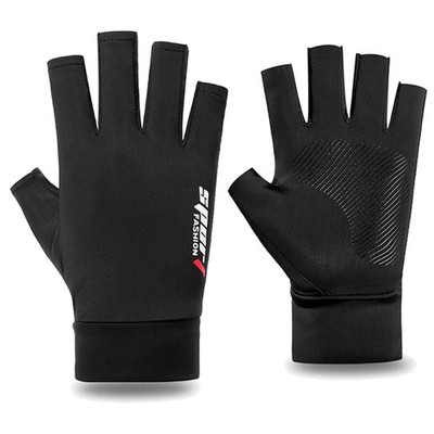 Fingerless Sun Gloves for Men UV Protection, Black Anti-Slip Half Finger Driv...