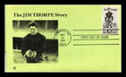 US COVER JIM THORPE AMERICAN SPORTS FDC FOLD OPEN JIM THORPE STORY