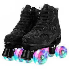 Womens Roller Skates Classic High-top Four-Wheel Roller Skates Shiny Camo Outdoo