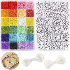 DICOBD 12000pcs 3mm Glass Seed Beads for Bracelets Making Kit with Letter