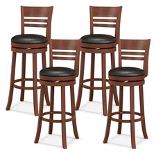 Set of 4 Bar Stools Swivel Bar Height Dining Chairs with Backrests  Footrests