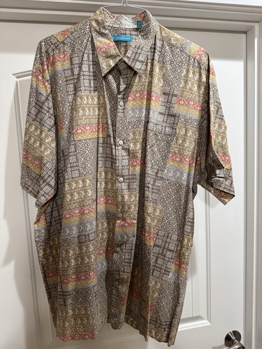 Tori Richard Made in Hawaii Men’s 2XT Geometric Multicolor Short Sleeve Shirt