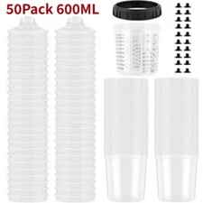🌟50pcs PPS CUPS Disposable Paint Spray Gun Cup Liners and Lid System 600ML 20oz