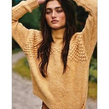 Free People Bradley Pullover Camel Heather Turtleneck Sweater Women's Size XS
