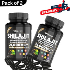 2 Pcs Shilajit 100 Pure Himalayan 9000MG Energy Booster Ashwagandha 2000MG