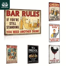 1pc, Vintage Tin Metal Signs 8x12, Bar Rules, Wall Art Decor For Home Farmhouse 