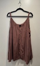 Torrid Women  s Plus Size 6 Rose Taupe Sophie Eyelet Swing Cami Top Romantic READ