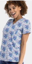 Maevn Prints Women's Animal Bloom V-Neck Print Scrub Top Small NEW