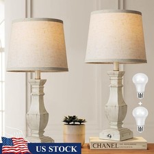 Dimmable Table Lamps Set of 2 Rustic Nightstand Touch Lamps W/ Bulbs Included US