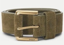 NWT Polo Ralph Lauren OLIVE GREEN Roller Buckle Big Pony SUEDE Belt - all sizes