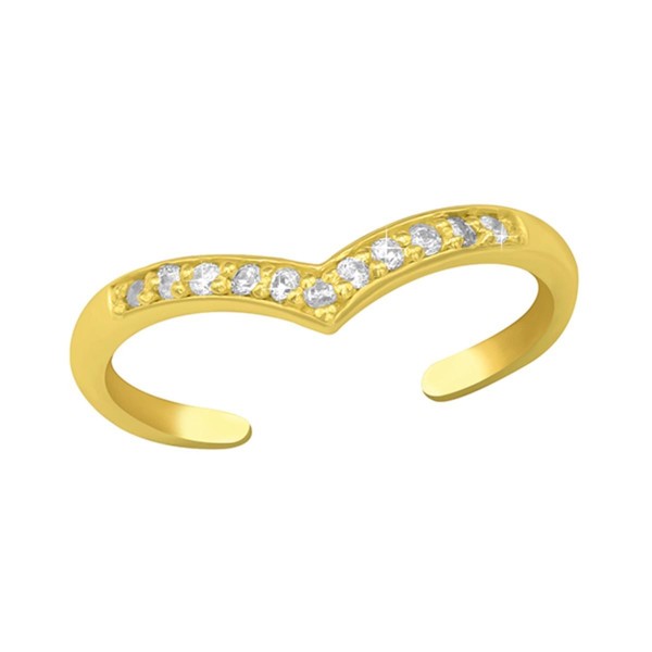 Zehenring Silber 925 Gold Chevron Zehring FußRing Zirkonia Ring Verstellbar-image