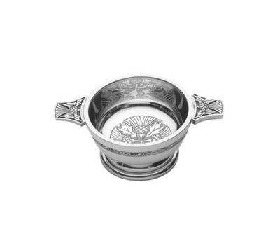 3 Inch Polished Pewter Traditional Scottish Thistle Toasting Celebration Quaich