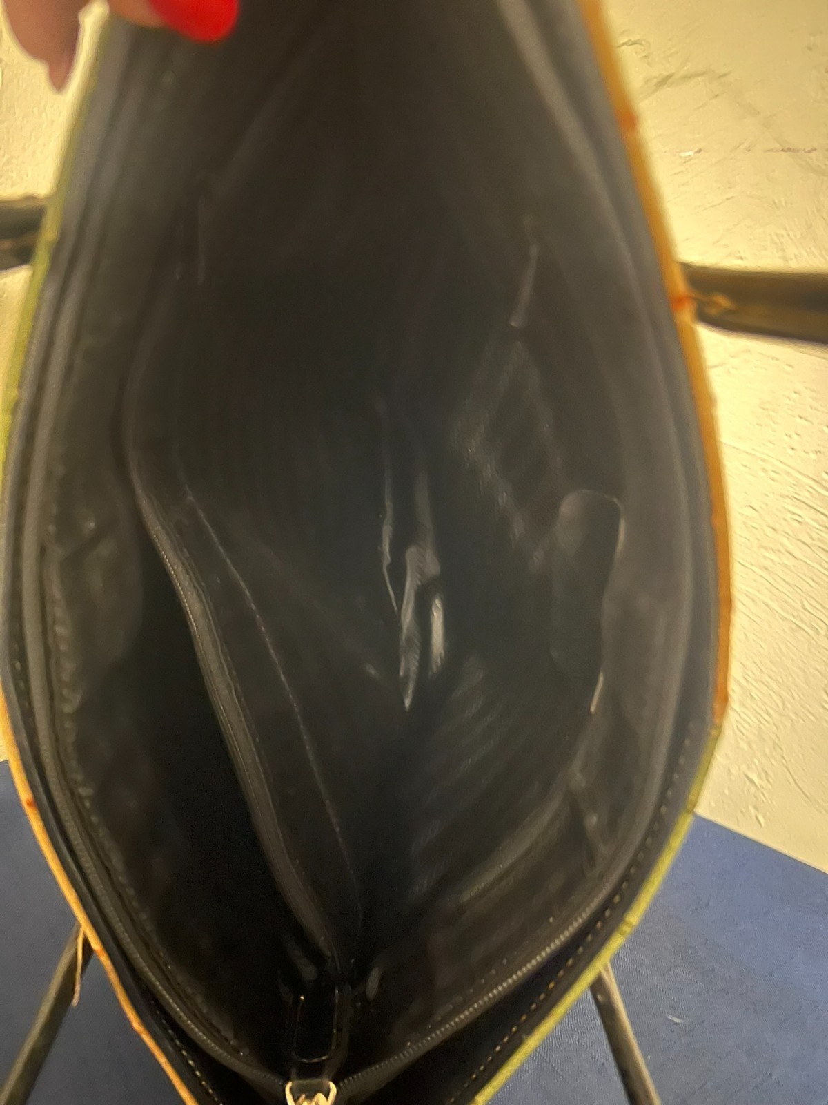 Faux Leather Patchwork Multicolored Zippered Hand… - image 8