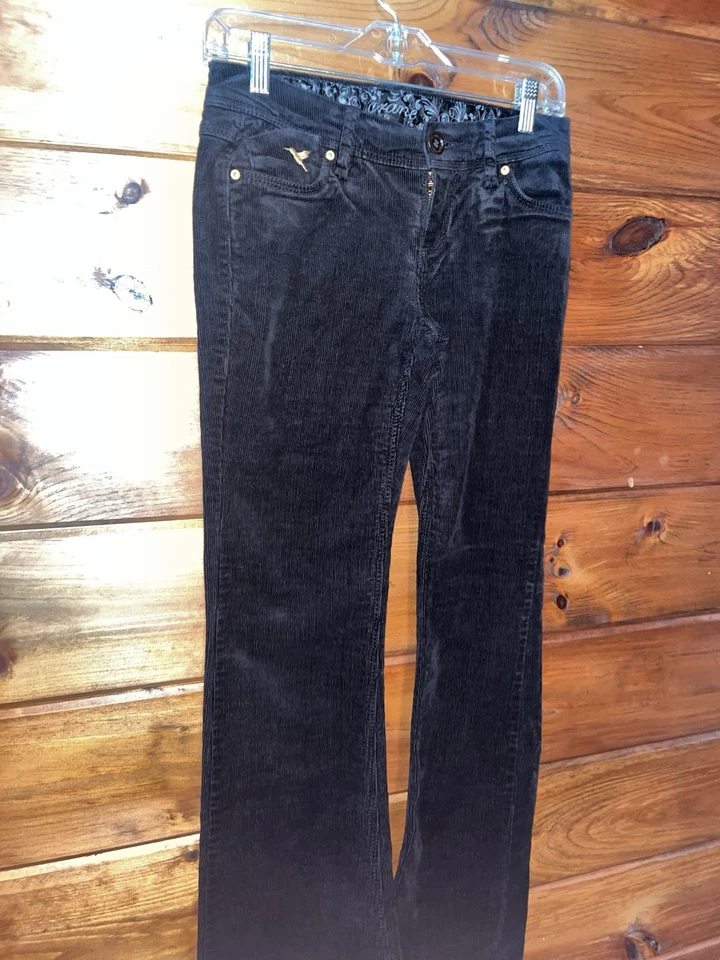 Pantalones acampanados de pana negros Grane para mujer talla 3 bolsillos traseros a presión 28X29 Foto 2 de 4