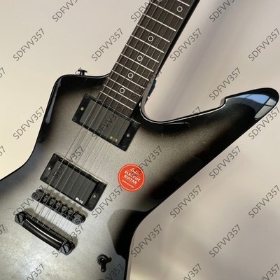 Black Grey Gradient V Shape Electric Guitar Dual Humbucker Stainless Frets
