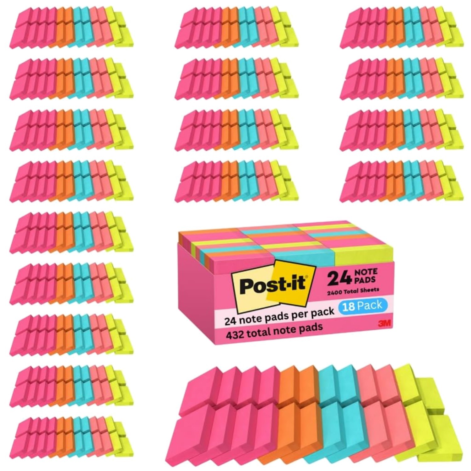 Compact Mini Notes - 1 3/8 x 1 7/8 in - 24 Pads - 18 Pack