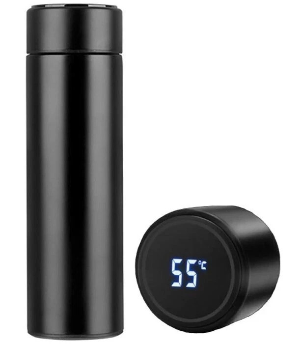 Stainless Steel Smart Thermos With Led Temp Display Black Ne