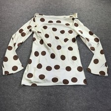 Free People Dress Womens Medium White Polka Dot Off Shoulder Fit & Flare Mini