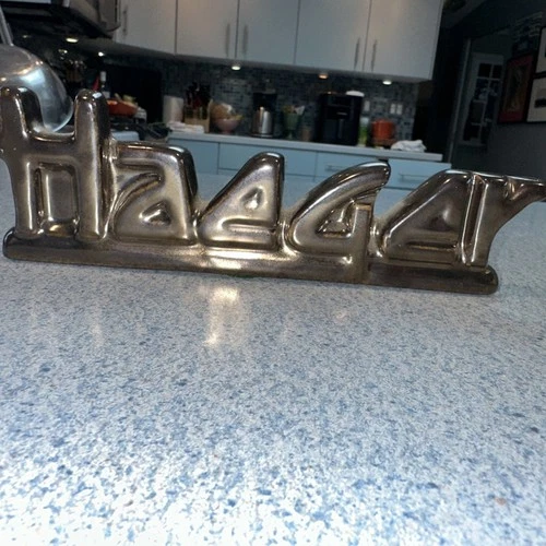 Vintage Haeger Pottery Floral LOGO Shelf Display - Bronze Metallic MCM Pottery