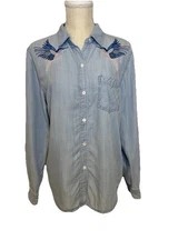 Rails Ingrid Hummingbirds Button Up Embroidered Classic Fit Soft Lightweight Med