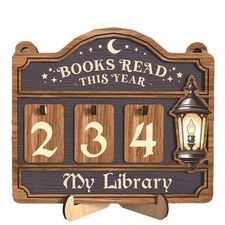 Vintage Wooden Book Tracker, Personalized Reading Counter, Library Decor