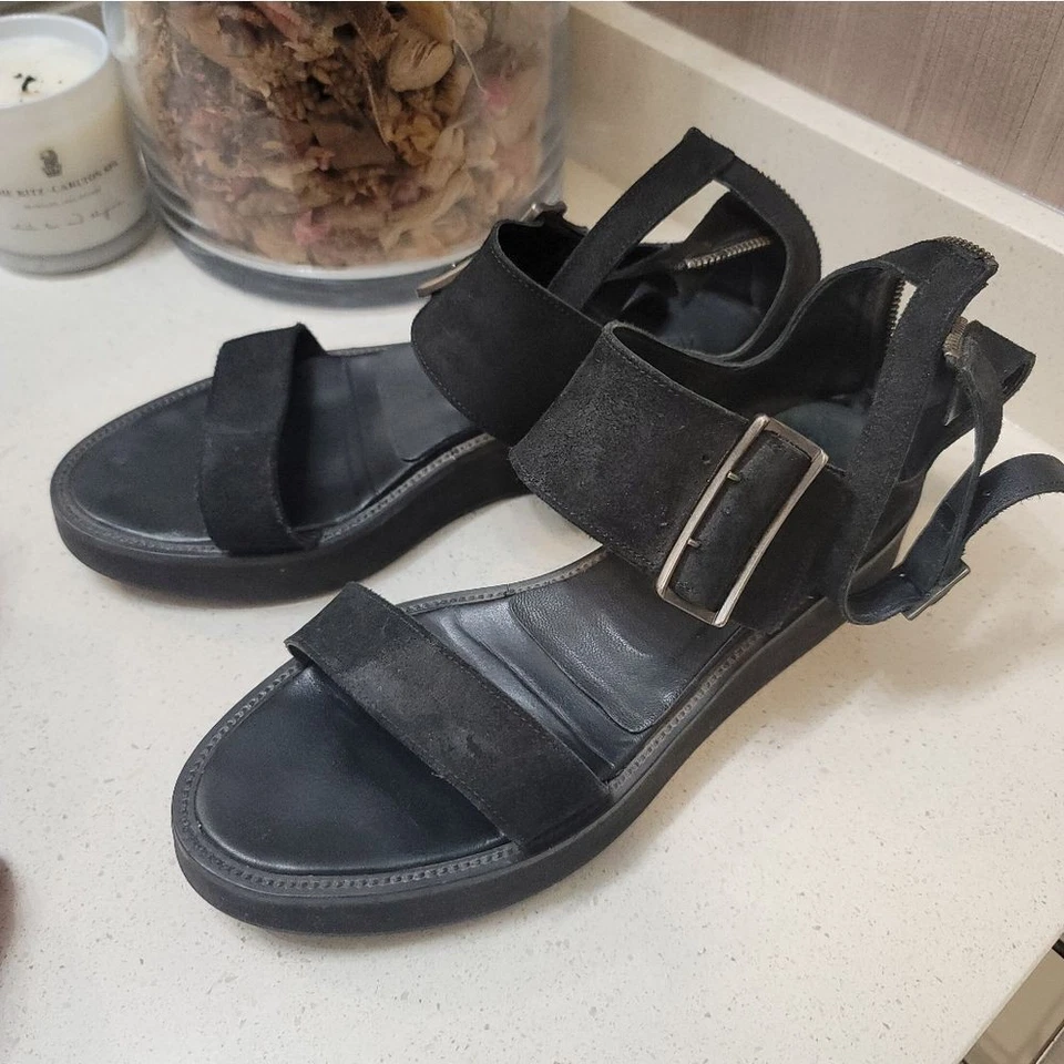 Sandalia plataforma cuero Helmut Lang 3 correas negra para mujer talla EU 40 Foto 4 de 4