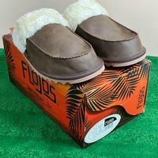 Flojos Unisex Lynx Sherpa Lined Slipper Brown, M11-W12